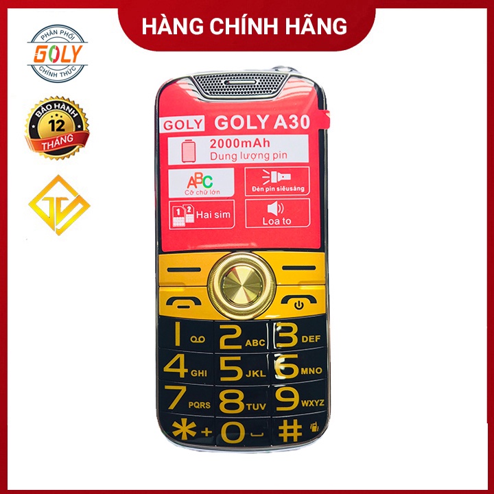 Điện thoại người già Goly A30 ,Pin trâu ,Phím lớn - Hàng chính hãng