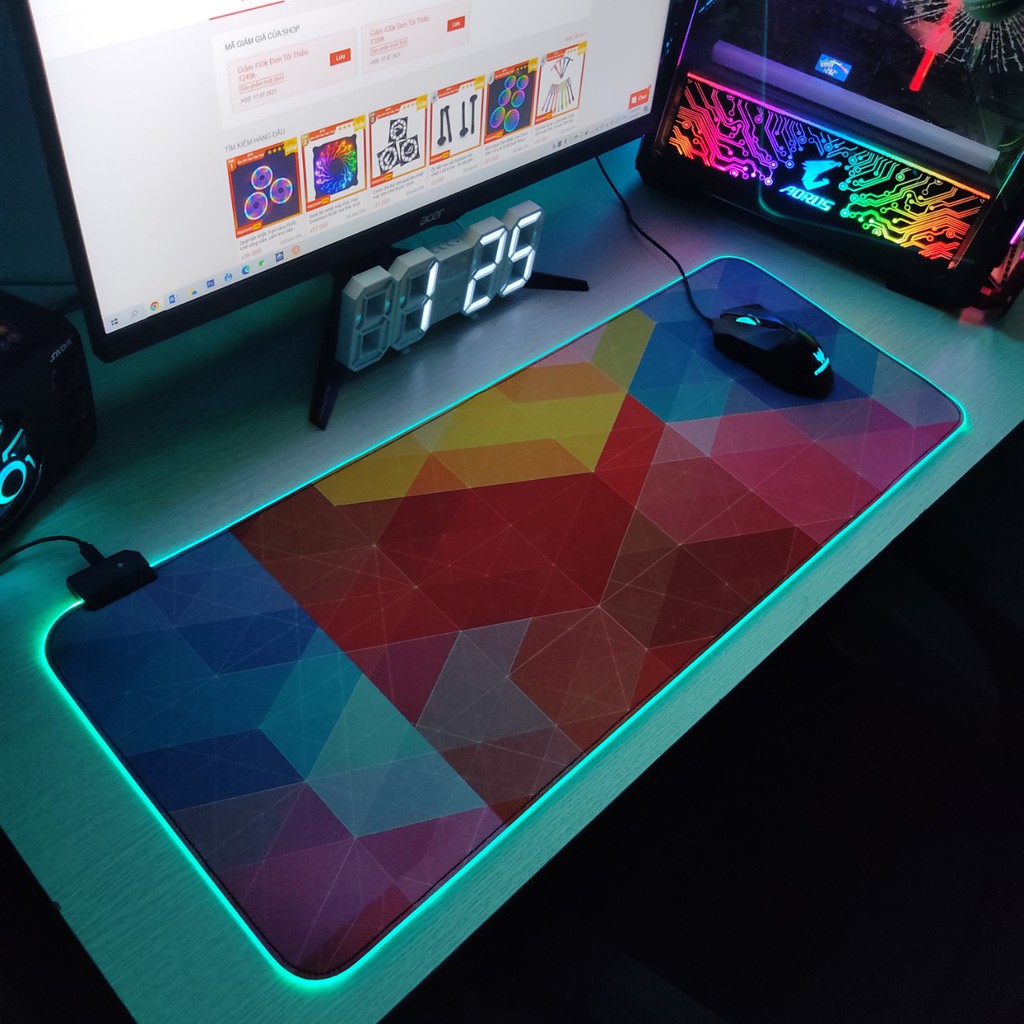 Mouse Pad, bàn di chuột, lót di chuột tích hợp Led RGB sáng viền,phiên bản Overlay 2 kích thước 80cm x 30cm dày 4mm