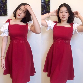 VÁY ĐẦM ĐỎ TRỄ VAI BUỘC NƠ BIGSIZE - REDVELVET DRESS - IZYBYNHI