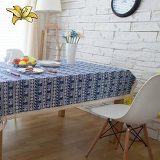 Khăn trải bàn canvas voi xanh