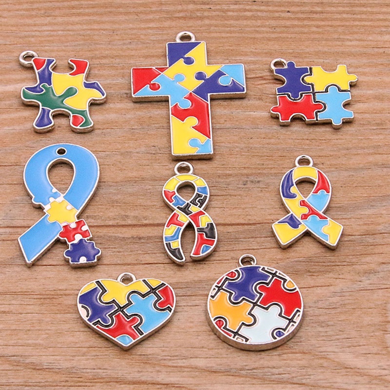 Set 8 Mặt Dây Chuyền Hợp Kim Màu Trắng Tương Phản Charms