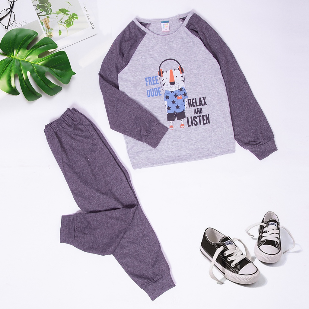 Bộ Bé Trai Dài Tay Chất Cotton In Hình Hổ Ngộ Nghĩnh Thời Trang Cao Cấp Herokids BB17