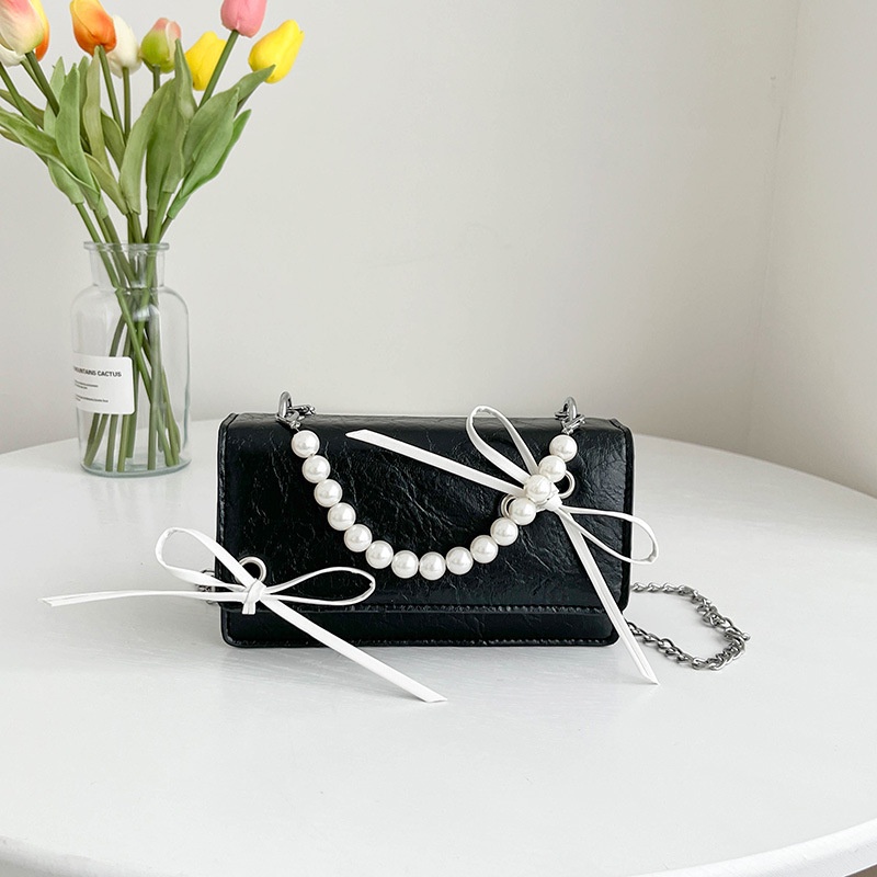 Túi Đeo Chéo Hình Vuông Nhỏ Màu Trơn Đính Hạt Ngọc Trai Thời Trang Mới 2022 Cho Nữ