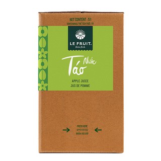  NƯỚC ÉP TÁO #LEFRUIT  nguyên chất không đường  - Hộp 5L 