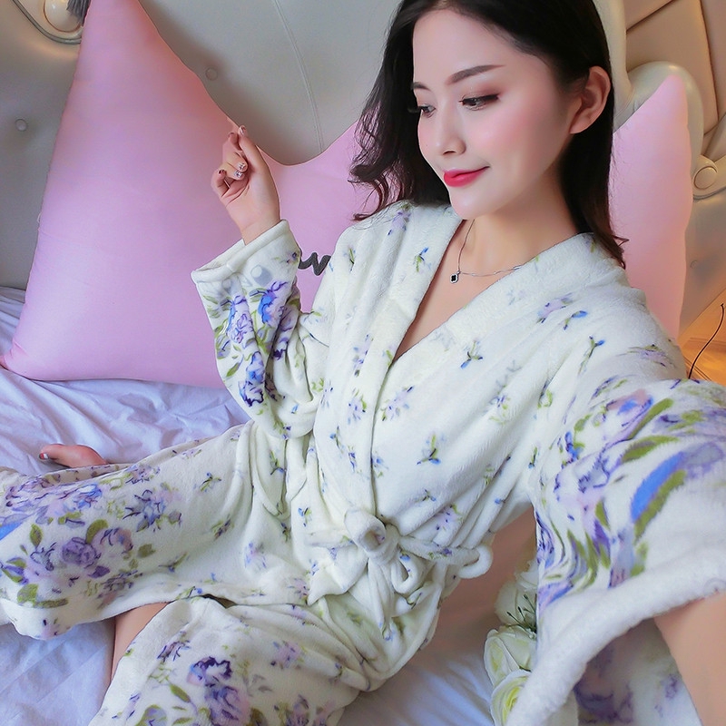 Áo Choàng Tắm Dài Tay Bằng Lông Cừu Thời Trang Dành Cho Nữ | BigBuy360 - bigbuy360.vn