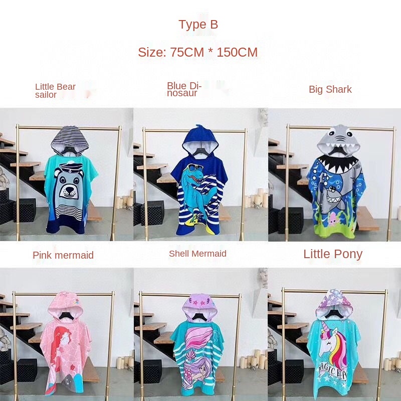 Khăn choàng tắm cỡ lớn có mũ trùm thấm hút nhanh khô cho bé