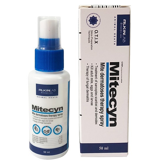 MITECYL 50ml - Thuốc xịt trị ghẻ, nấm trên Chó Mèo