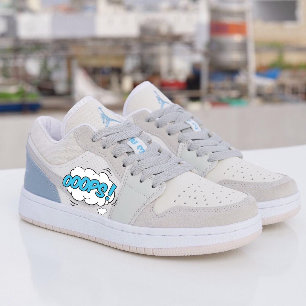 Giày sneaker nam nữ Jd ghi trắng, gót thêu cực đẹp