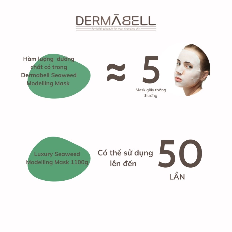 Fullset Dermabell Luxury Seaweed Modelling Mask mặt nạ phục hồi da kèm dụng cụ chiết xuất tảo biển