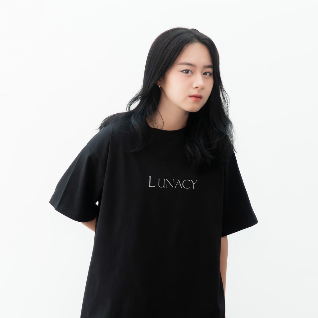 Áo thun tay lỡ LUNACY in phản quang phông Unisex nam nữ Cotton oversize form rộng LUNACY