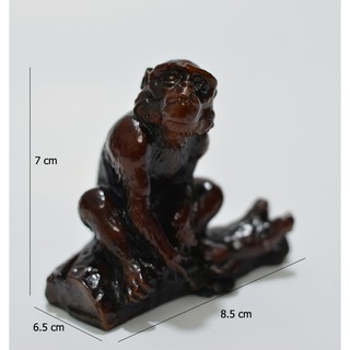 Tượng 12 con giáp khỉ nhỏ màu gỗ