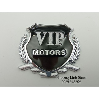 Tem xe ô tô VIP hình bông lúa tem dán xe oto logo dán xe ô to hợp kim kẽm màu Bạc