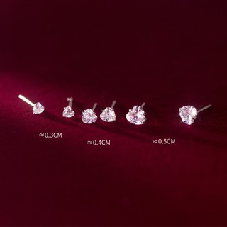 Bông tai bạc H.A.S đính đá hình tim 3mm-4mm-5mm - HBT228