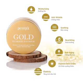 Mặt nạ mắt cao cấp petitfee gold hydrogel eye patch - tinh chất vàng 24k