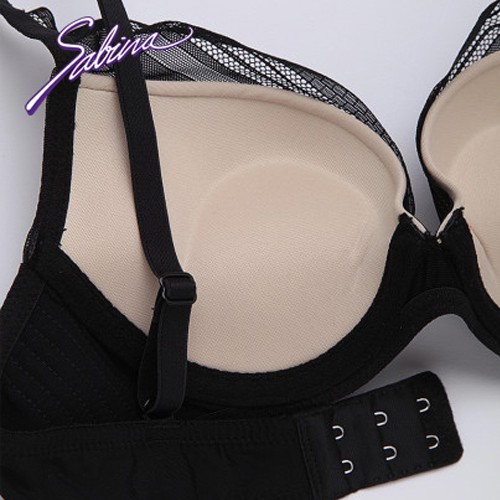 Combo Áo Lót Nâng Ngực Tạo Khe Chữ V Và Quần Đồng Bộ Màu Đen Phối Ren Mordern V By Sabina SBI2034BK+SUI2034BK | BigBuy360 - bigbuy360.vn