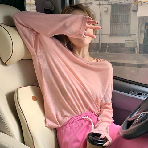 Áo Thun Thể Thao Tay Dài Chống Nắng Mỏng Nhẹ Thoáng Khí Màu Sắc Ngọt Ngào Thời Trang Cho Nữ 0728