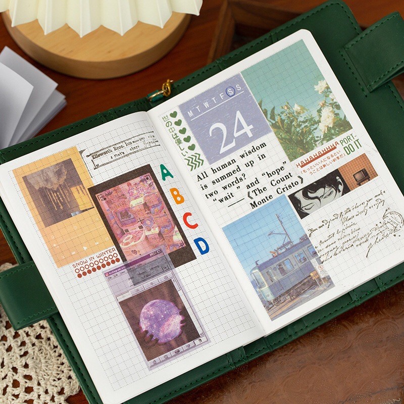 Cuốn 50 giấy dán hình phong cảnh làm bullet journal