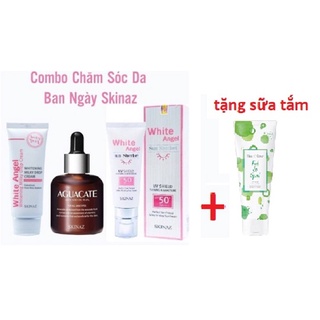 Bộ chăm sóc da ban ngày SKINAZ HÀN QUỐC tinh chất bơ white angel kem chống nắng
