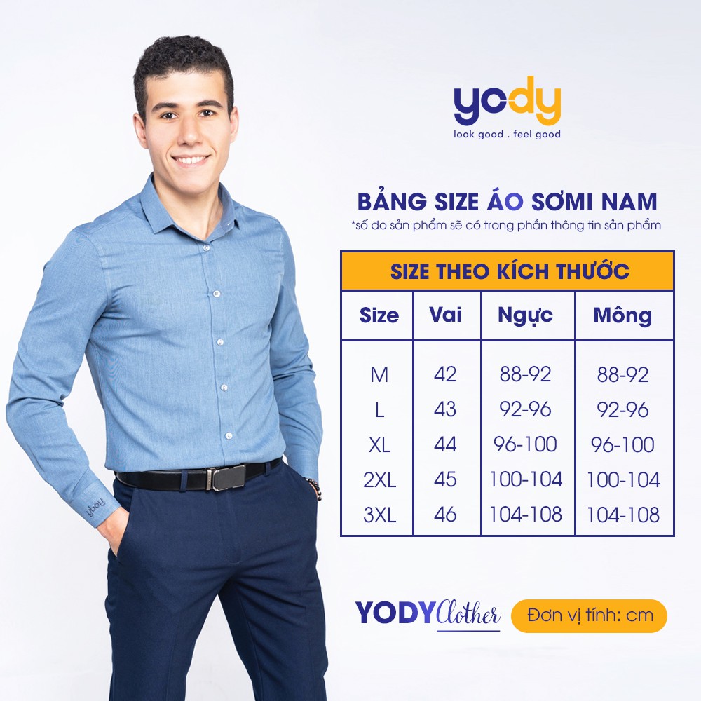 Áo sơ mi nam ngắn tay YODY vải lụa nến cao cấp khô thoáng giữ form SNM4003 | BigBuy360 - bigbuy360.vn