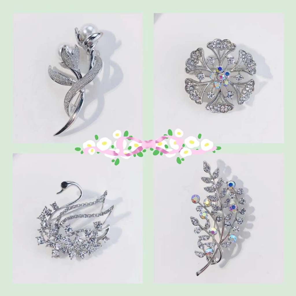Trâm Cài Áo Hình Hoa Đính Đá Bằng Hợp Kim Cao Cấp Thời Trang Hàn Quốc Cho Nữ