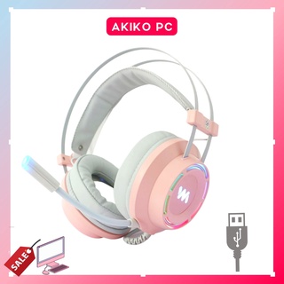 Tai nghe gaming màu hồng Wangming 9800s pink  Âm Thanh 7.1 Jack USB Chính Hãng SỬ DỤNG CHO MÁY TÍNH- Máy Tính Báo Hồng