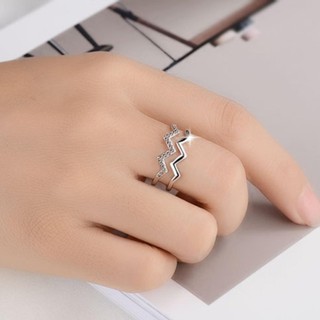 Nhẫn zic zắc đôi - trắng bạc - r0001