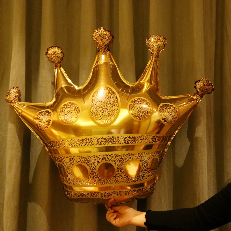 Bong Bóng Lá Nhôm Hình Vương Miện Lớn Màu Vàng Trang Trí Tiệc Sinh Nhật Cho Bé