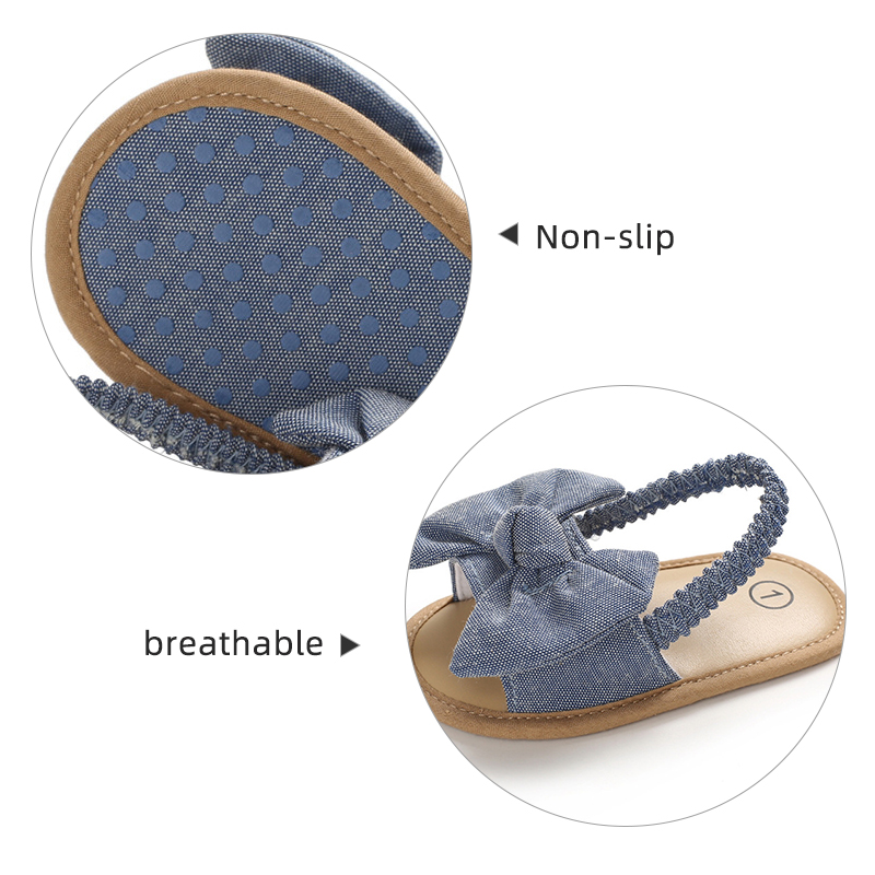 Giày Sandal Đế Mềm Đính Nơ Cho Bé Gái