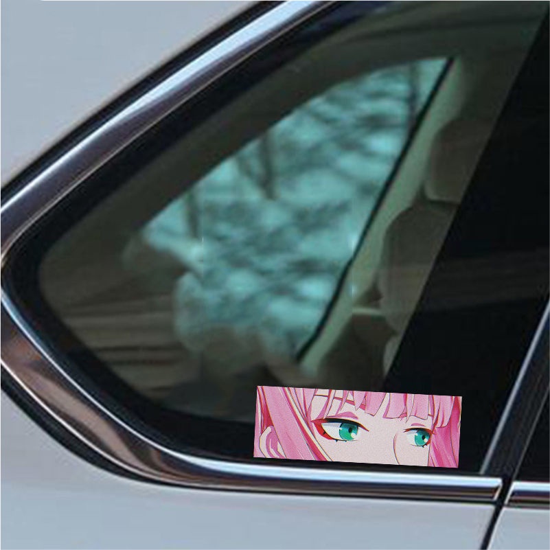 Two-dimensional Mắt Cảnh báo Nhãn dán JDM Hoạt hình Xe ô tô Cửa sổ Hình dán tiếng Nhật Vết xước Che đậy đề can