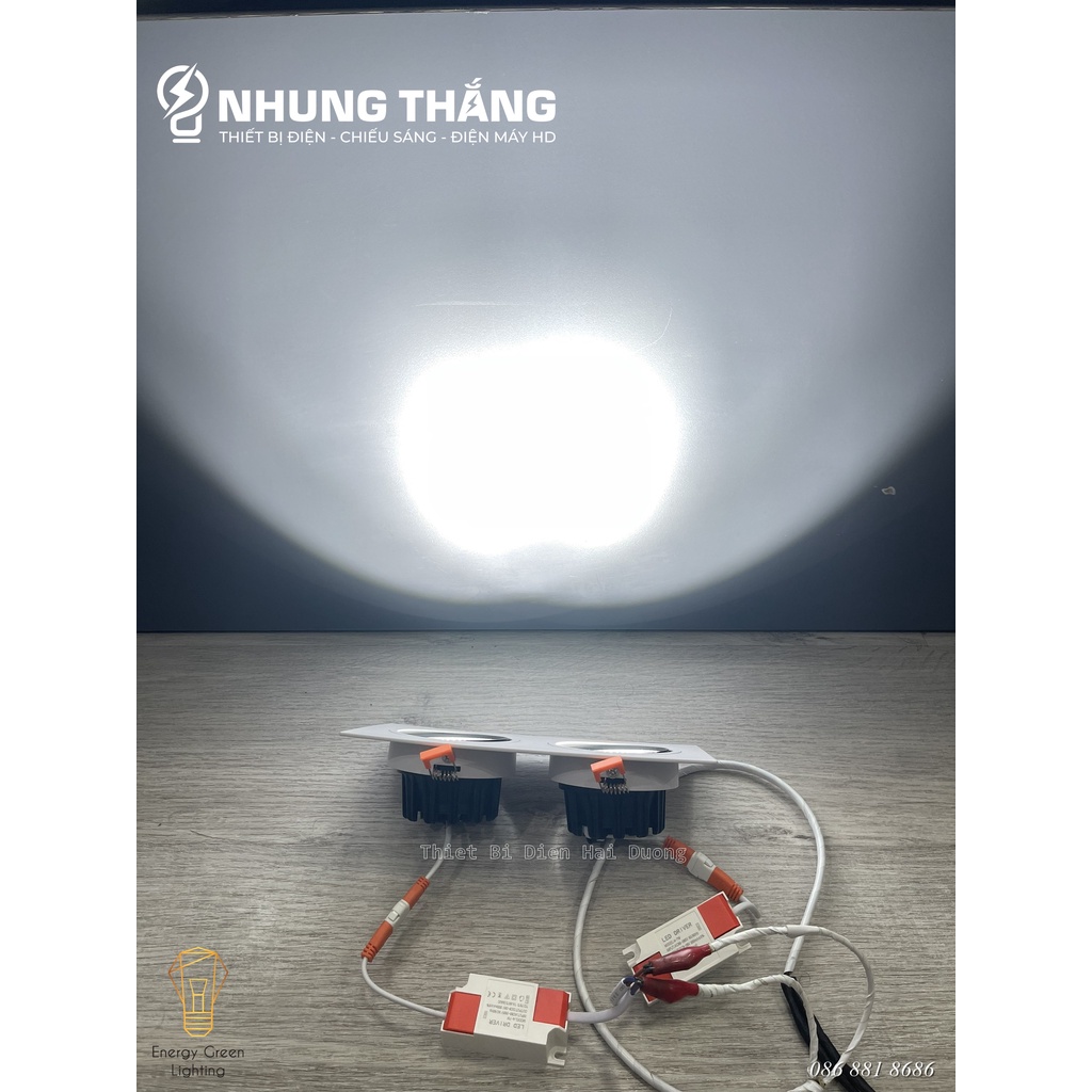 Đèn Âm Trần Đôi - Công Suất 7W x 2 - Khoét Lỗ 150 x 75mm - Tản Nhiệt Hiệu Quả - Bảo Hành 2 Năm