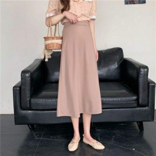 chân váy midi cạp cao lưng chun 708