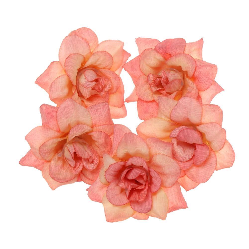 Bộ 5 Bông Hoa Hồng Nhân Tạo Nhiều Màu Trang Trí Nhà/Sổ Tay/Đám Cưới DIY