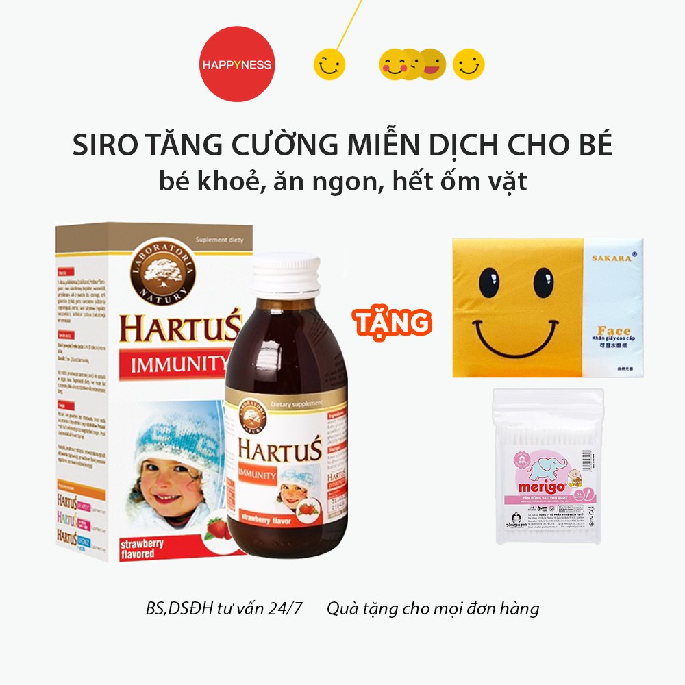 Siro tăng cường miễn dịch cho bé Hartus Immunity - Nhập khẩu Châu Âu - Cho bé từ 4 tháng tuổi - Vị dâu