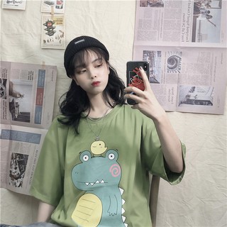 Áo thun tay lỡ 🍀 áo thun unisex khủng long đội chim - pxlnblha219