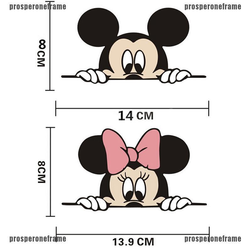 1 Sticker Dán Kính Chiếu Hậu Hình Chuột Mickey Dễ Thương Cho Xe Hơi 14x8c