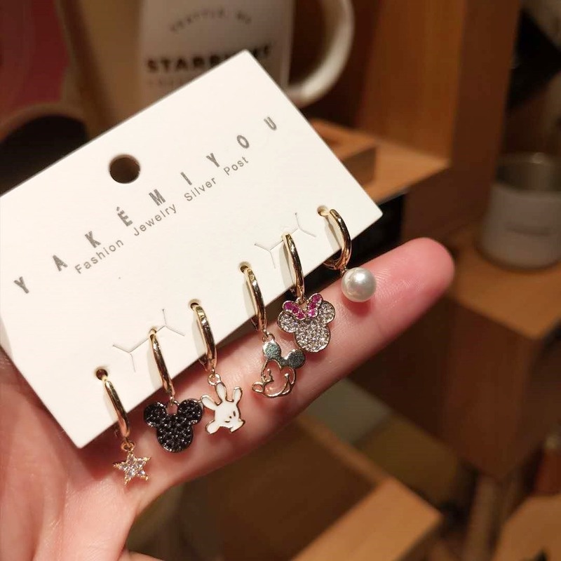 Bộ 6 Khuyên Tai Nữ Trang Tạo Hình Độc Đáo Dễ Thương