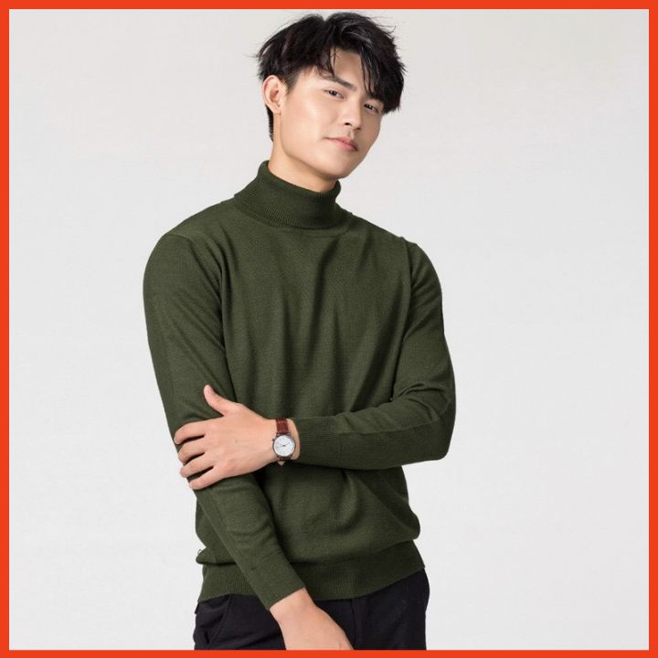 Áo Len Nam Dài Tay Cao Cấp Trơn Cổ Lọ Phong Cách Hàn Quốc Chất Len Mềm Mịn Ôm Body Áo Ấm Len Nam Đẹp