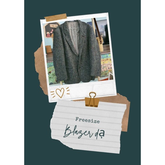 Áo blazer dạ tweed, hàng si hiệu xịn, dáng oversize