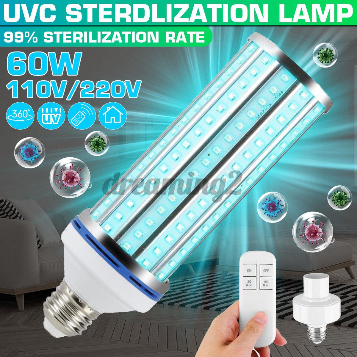 Đèn Led Uv Điều Khiển Từ Xa 110v 220v