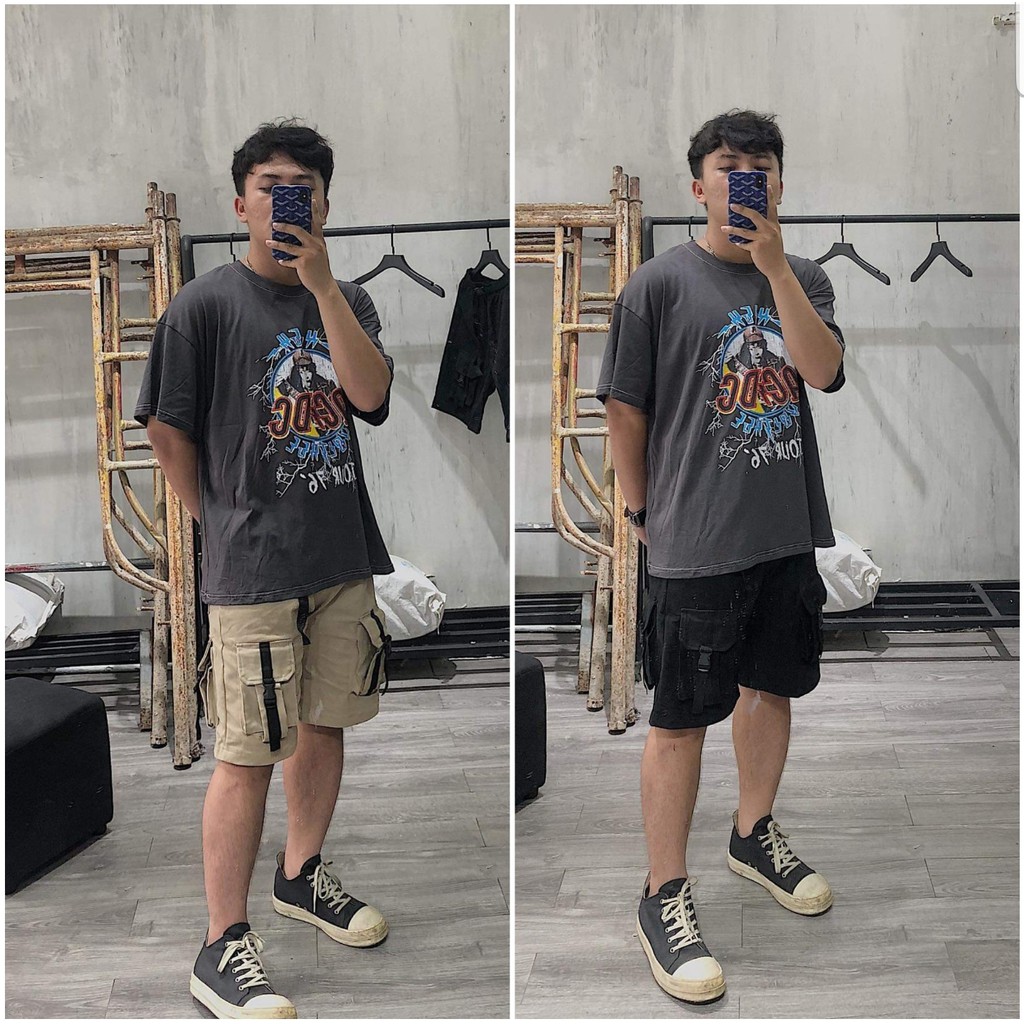 Quần Short Kaki CARGO Phối Khóa 4 Túi Hộp Unisex (Ánh Thật)