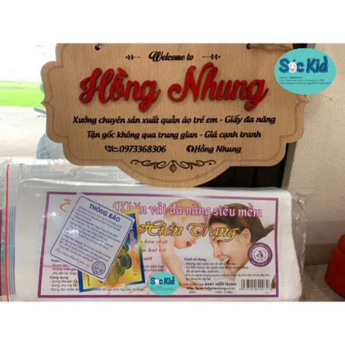 Khăn khô đa năng baby Hiền Trang (gói ~200gr 145-150 tờ ) &gt; Khăn vải, giấy khô vệ sinh cho bé (SocKid)