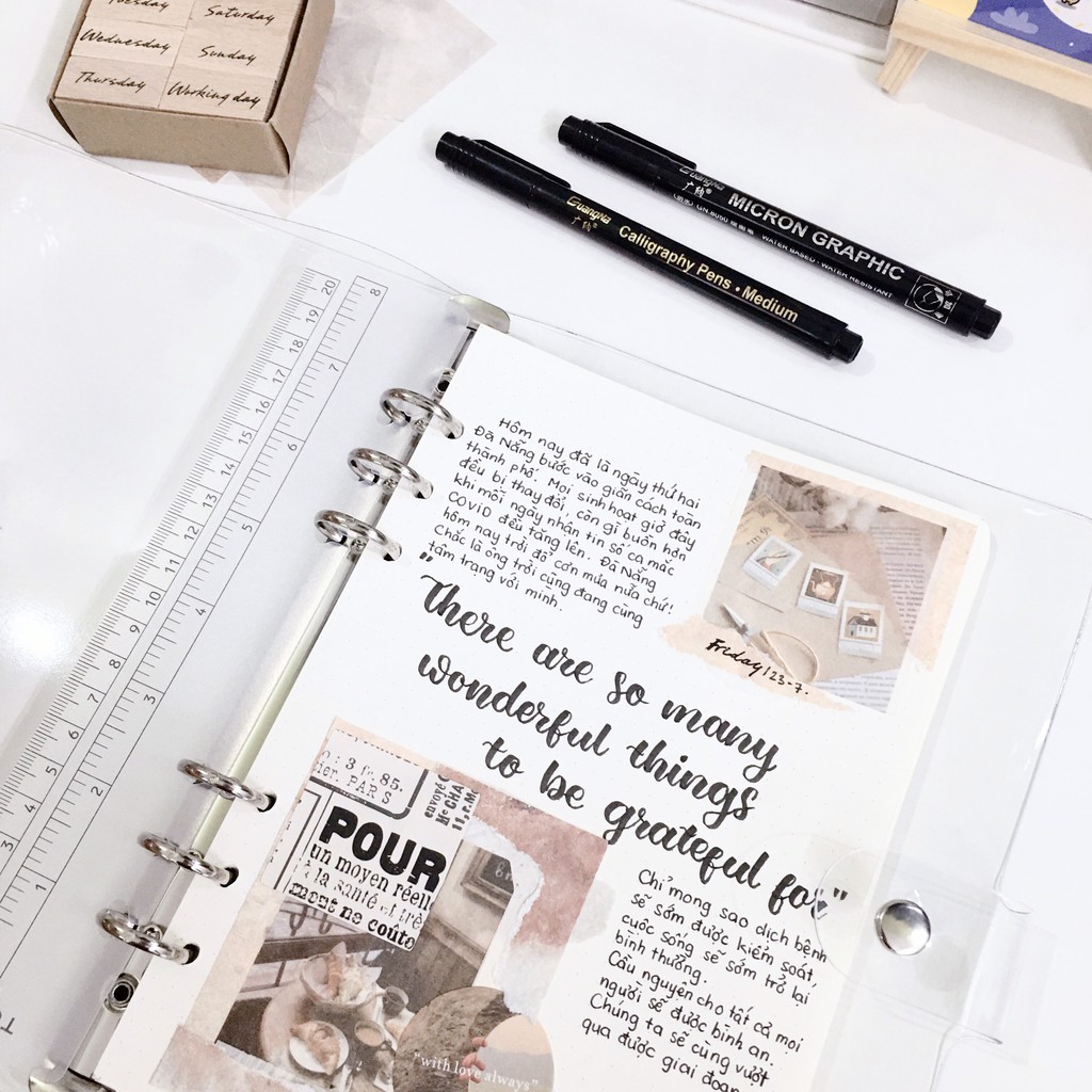 Binder Bìa Dẻo Cao Cấp Trong Suốt Size A5 Sẵn 200 Trang Giấy KLONG 120 GSM Cực Dày Sổ Bullet Journal Planner