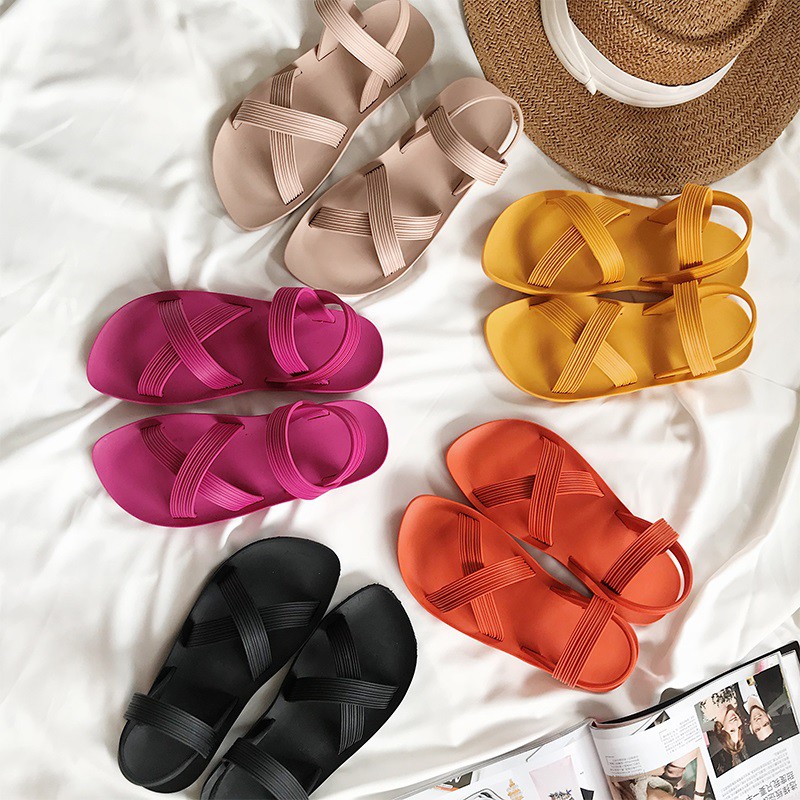 Sandal nhựa quai chéo đi mưa thoải mái - DG17  -bigbiggirlstore