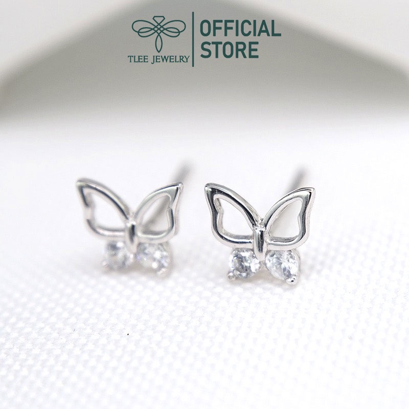 Khuyên tai bạc nữ TLEE hồ điệp đá nhỏ xinh xắn TleeJewelry B0375