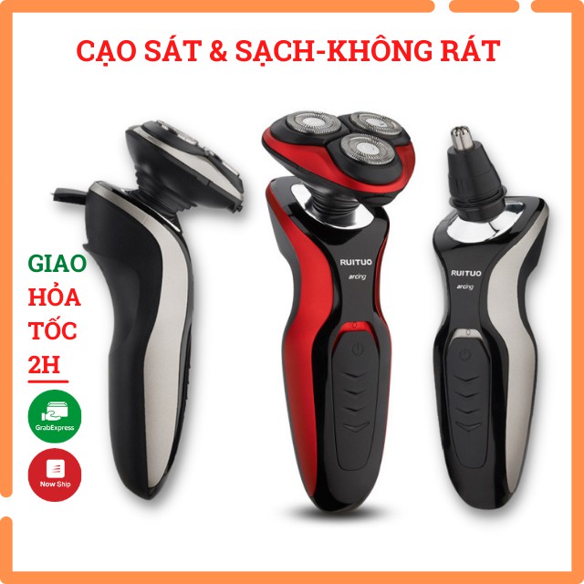 [Không Rát] Máy Cạo Râu Khô Nam RUITUO RS330 May Cao Rau Đa Năng, 3 Lưỡi Cắt Cạo Sạch Và Sát