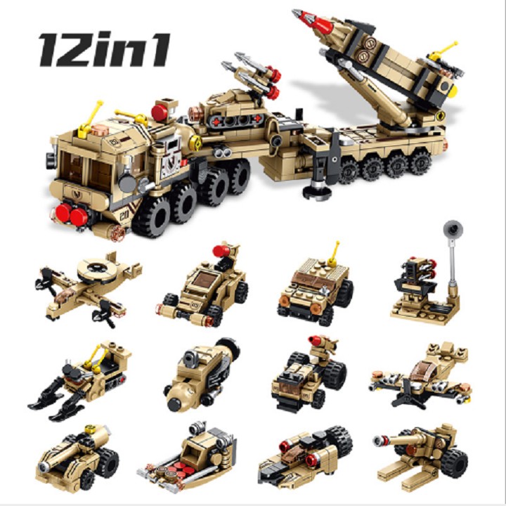 Bộ đồ chơi lắp ráp kiểu lego Panloz 12 trong 1 mô hình xe tên lửa