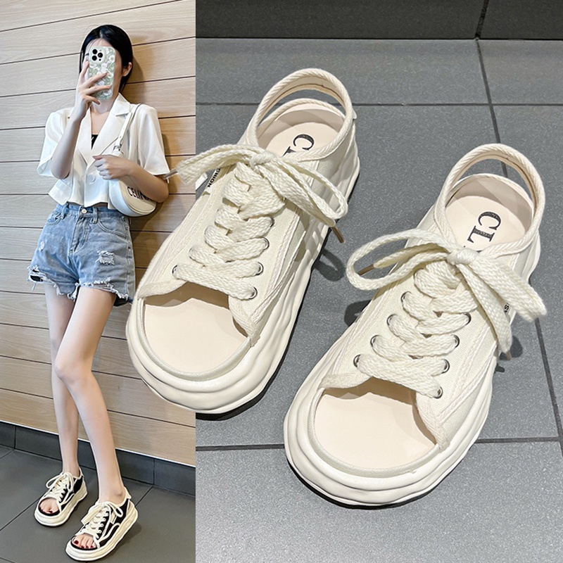 ❤️Giày Sandal Canvas Cột Dây Chống Trượt Thoải Mái Phong Cách Pháp Cho Nữ