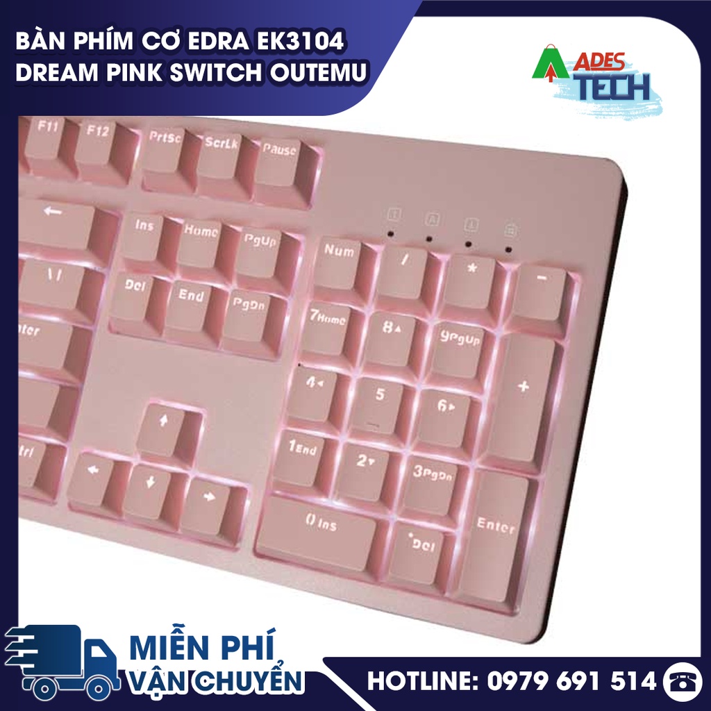 Bàn Phím Cơ EDRA EK3104 Dream Pink Switch OUTEMU Bảo hành 24 tháng