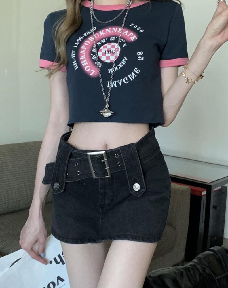 Quần Culottes Denim Ngắn Kiểu Mới 50437 Có Thắt Lưng