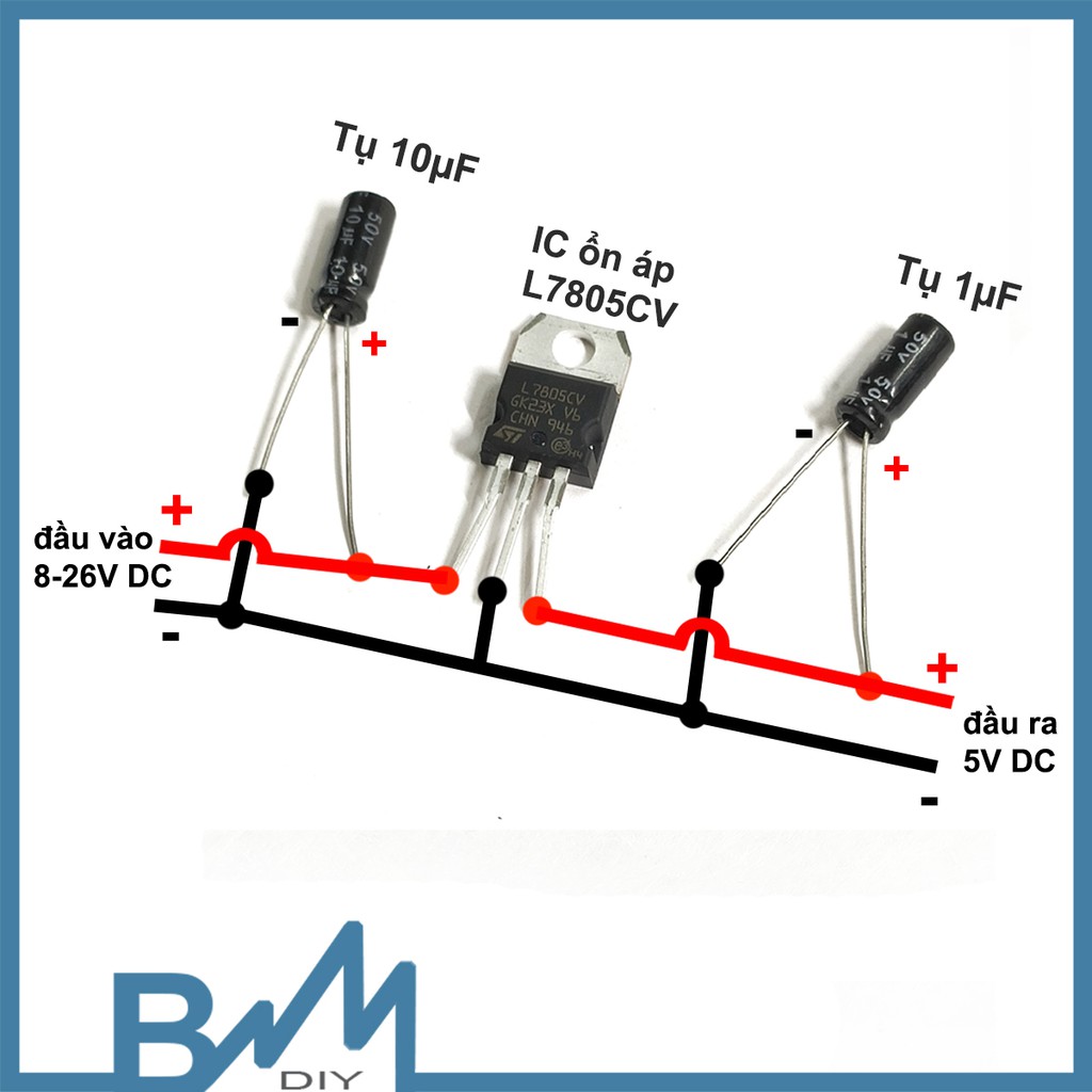 Combo hạ áp 5V dùng IC L7805CV